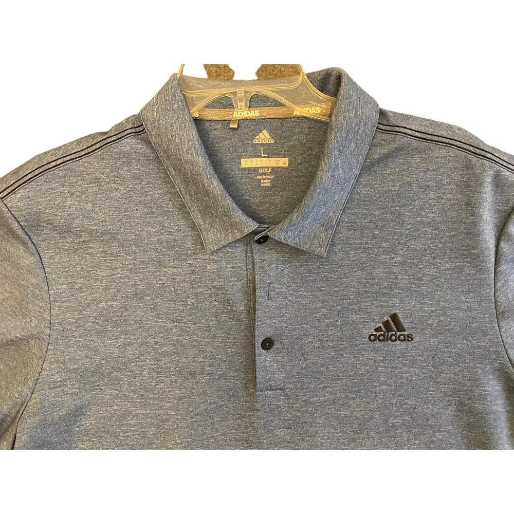 Adidas Golf Polo Shirt Mens Sz  Large Blue Casual Short Sleeve Athletic Gym Logo - Picture 4 of 6